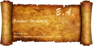 Bader Armand névjegykártya